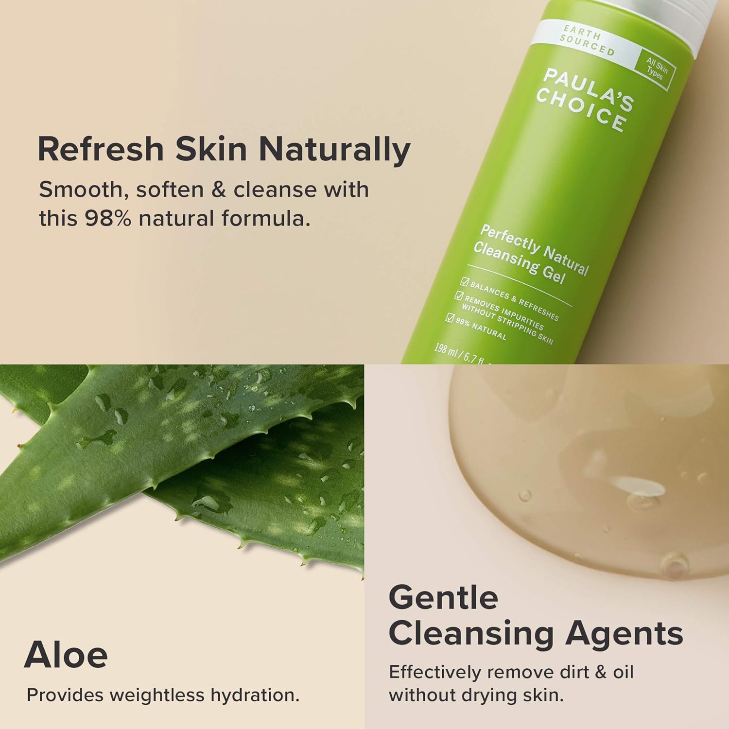 Earth Sourced Perfectly Natural Cleansing Gel with Aloe