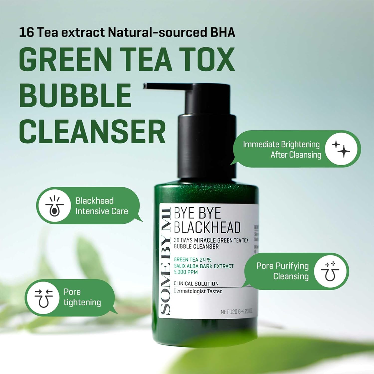 Bye Bye Blackhead Miracle Green Tea Tox Bubble Cleanser 120g