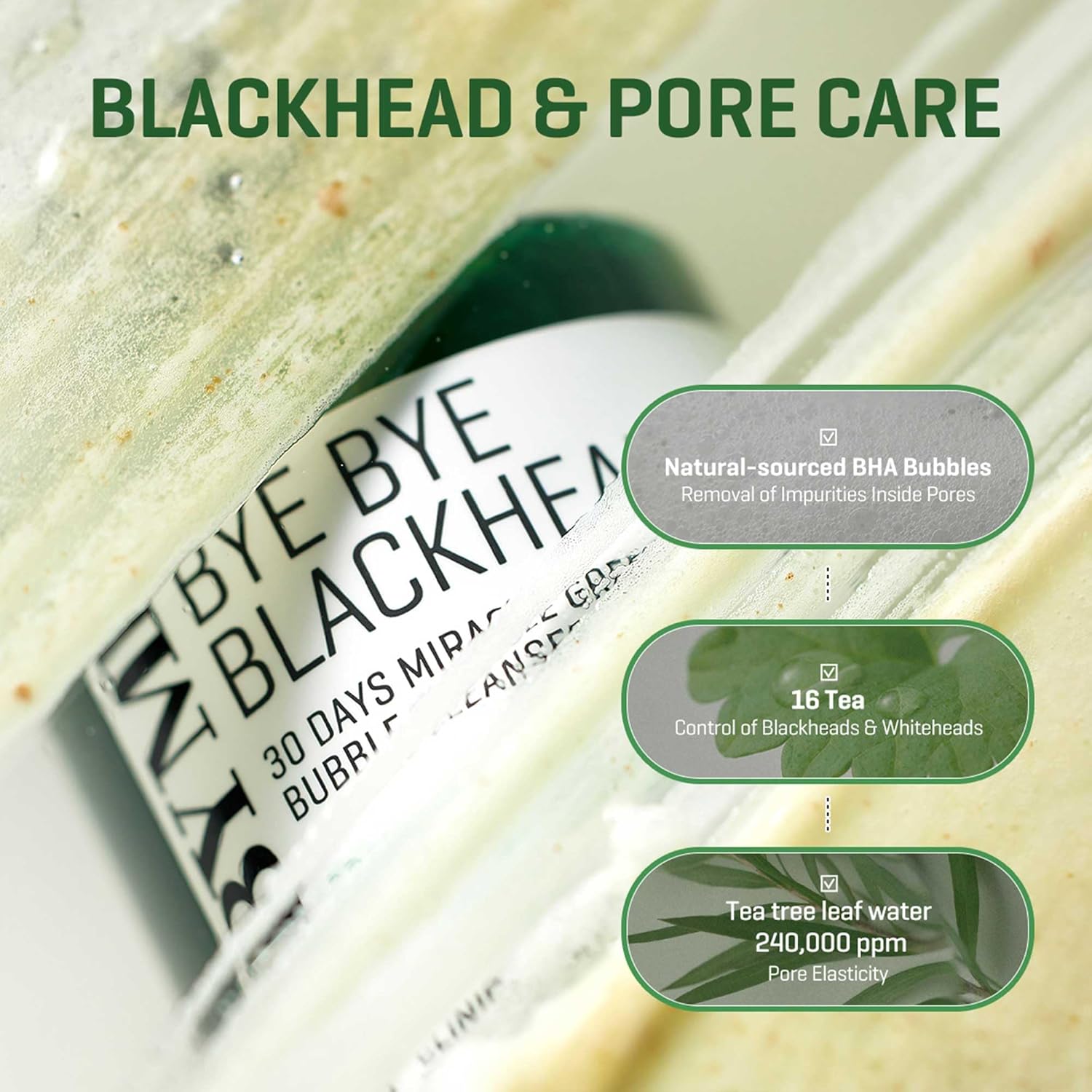 Bye Bye Blackhead Miracle Green Tea Tox Bubble Cleanser 120g