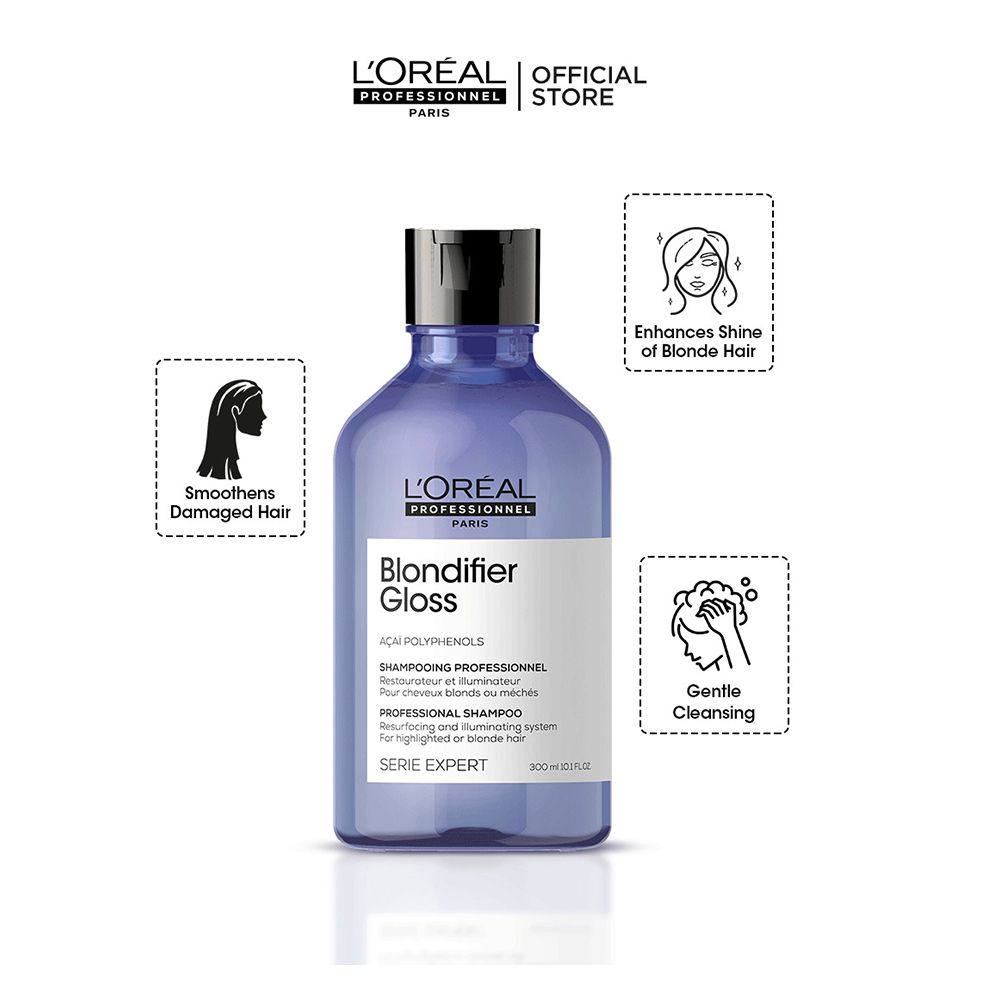 L'Oreal Professionnel Serie Expert Blondifier Shampoo 300 ML - For Highlighted & Bleached Hair With Acai Polyphenols